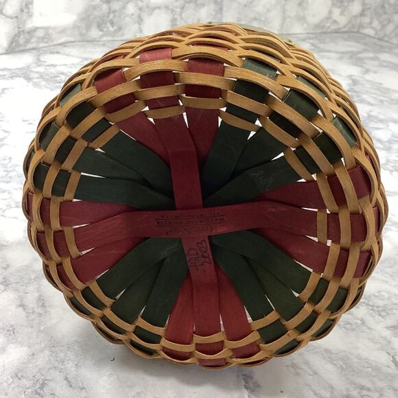 Vintage Longaberger Christmas Caroling Basket Red Green Round Protector 2003 - Picture 7 of 11